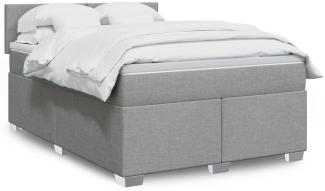 vidaXL Boxspringbett mit Matratze, Holzwerkstoff hellgrau, 140x200 cm