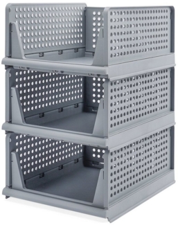 Yorbay Organizer 3er Set Stapelbarer Kleiderschrank Organizer (Garderoben Aufbewahrungsbox aus Plastik), Regal Stapelschubladen für Schlafzimmer, Küche, Badezimmer