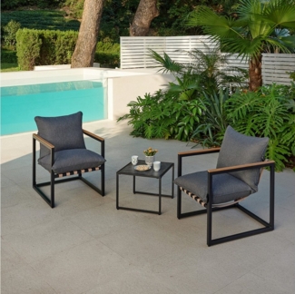 HTI-Living Gartenstuhl Gartensitzgruppe 2 Stühle und Tisch (Stück, 3 St), Terrassenmöbel Outdoor Möbel