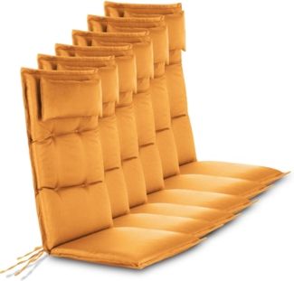 Aspero Hochlehnerauflage 6 Hochlehner Stuhlauflagen Sitzpolster, (Set), Wasserdicht