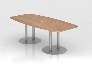 Konferenztisch KT22S 220x105cm Nussbaum Säulenfuße Gestellfarbe: Silber