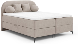 Boxspringbett Schlafzimmerbett GORGIA 140x200cm Stoff Jasmin Hellbeige