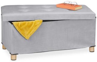 Relaxdays Sitzbank mit Stauraum, bis 120 kg, faltbar, hellgrau, 34 x 76 x 38 cm