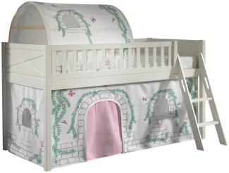 Vipack 'Scotty' Spielbett inkl. Lattenrost, Textilset und Leiter in Kiefer Weiß, Birdy