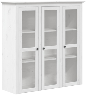 vidaXL Vitrinenschrank mit Glastüren BODO Weiß Massivholz Kiefer 355077