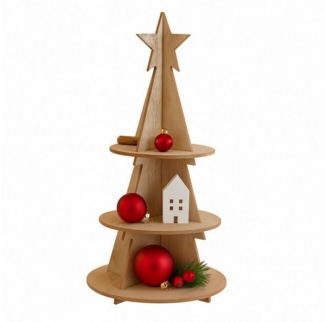 Koopman Etagere Servierständer Dekoständer Etagenständer Tannenbaum 60cm, Holz, (1-tlg), 3 Etagen, Holz, 60x26cm, Stecksystem, Weihnachten