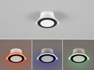 LED Einbaustrahler ARGUS Schwarz mit Fernbedienung dimmbar & RGBW, Ø 8cm