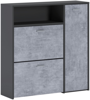Dmora Eingangsmöbel Dafenagya, Moderner Eingang, Wandgarderobe, Multifunktions-Aufbewahrungskonsole, 92x27h94 cm, Anthrazit und Zement