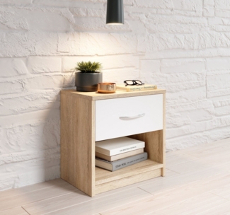 Nachtkommode 1 Schublade 38-533-68 PEPE Eiche Sonoma Nb. / Weiß ca. 39 x 41 x 28 cm