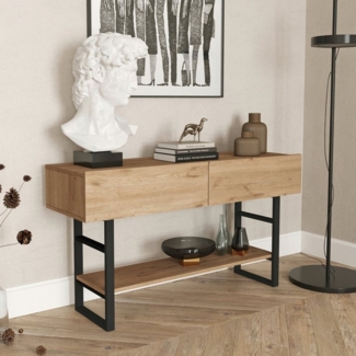 Konsolentisch Lappeenranta 139x43x76cm Eiche/Schwarz [en. casa]
