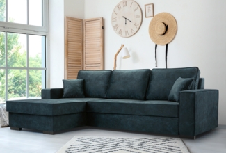 AX LIVING Eckcouch blau Luzerna Sofa L Form dunkel azurblau 265 cm L