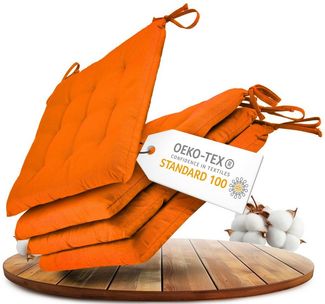 Gräfenstayn Stuhlkissen Sitzkissen 40x40cm Haltebänder Indoor Outdoor, robustes Sitzkissen für Indoor & Outdoor, mit Haltebändern