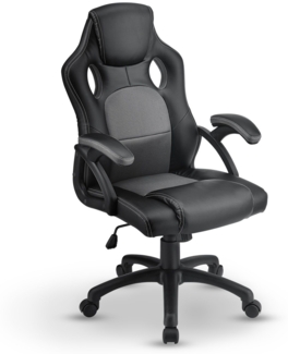 Juskys Racing Schreibtischstuhl Montreal (grau) ergonomisch, höhenverstellbar & gepolstert, bis 120 kg