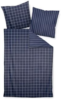 Janine Mako Satin Bettwäsche 2 teilig Bettbezug 155x200 cm Kopfkissenbezug 80x80 cm Modernclassic 39025-12 nachtschattenblau