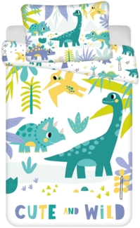 Dino Baby Bettwäsche Set 100x135 - 40x60 cm Baumwolle Kinderbettwäsche