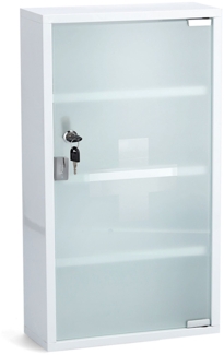 ZELLER 18122 Medizinschrank, Metall weiß pulverbeschichtet/Glas, abschließbar / Arzneimittelschrank