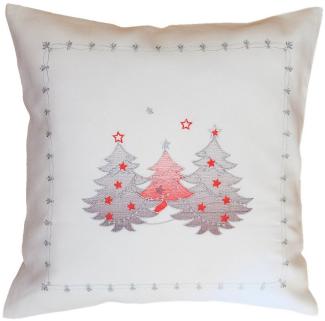 matches21 HOME & HOBBY Kissenbezüge Kissen-Bezug Weihnachtsbäume Weihnachten weiß 40x40 cm, (1 Stück), Wohnzimmer Kissen-Hüllen als Deko-Kissen Zier-Kissen Sofa-Kissen