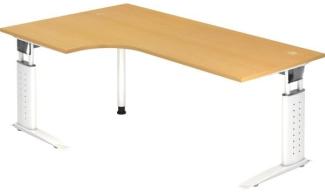 Winkeltisch US82 C-Fuß 200x120cm 90° Buche Gestellfarbe: Weiß