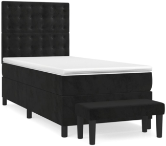 vidaXL Boxspringbett mit Matratze Schwarz 80x200 cm Samt 3138051