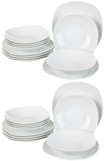 Home4You Tafelservice, 24-teilig, Weiß, 12 Personen, Porzellan, Mikrowellengeeignet, Spülmaschinengeeignet