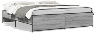 vidaXL Bettgestell Grau Sonoma 200x200 cm Holzwerkstoff und Metall 3279870