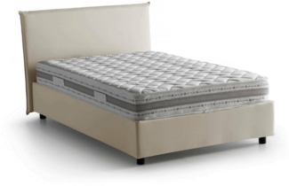 Dmora Alvino-Doppelbett, Bettkasten mit Stoffbezug, 100 % Made in Italy, Öffnung vorne, inklusive Matratze 120 x 200 cm, Beige