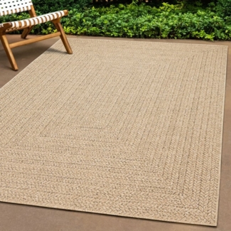 vidaXL Teppich ZIZUR 240x240 cm Jute-Optik Indoor und Outdoor 4006156