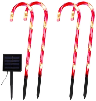 LMaxhome LED-Lichterkette Solar Weihnachten Zuckerstangen Lichter Gartenleuchte Deko, (4/5/8/10 Stück) 8 Modi Weihnachts Baum Beleuchtung Garten Party Außen