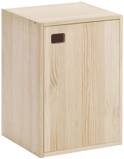 Calicosy Kommode aus massiver Kiefer mit einer Tür und einem höhenverstellbaren Einlegeboden - L37 x H53,5 cm - Helles Holz