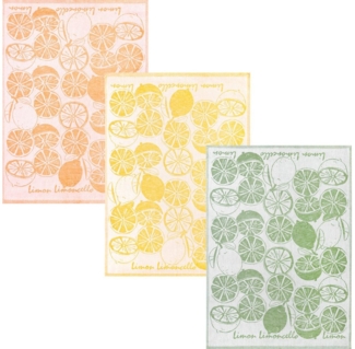 Kracht Geschirrtuch Geschirrtuch "Limoncello" 3er-Pack, Halbleinen Motiv