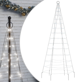 vidaXL LED-Weihnachtsbaum für Fahnenmast 200 LEDs Kaltweiß 180 cm