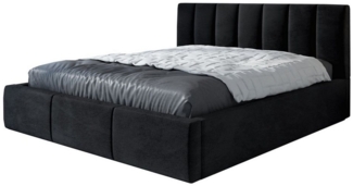 Polsterbett IGI-OM 90x200 mit Bettkasten und Lattenrost. Farbe: Schwarz 20