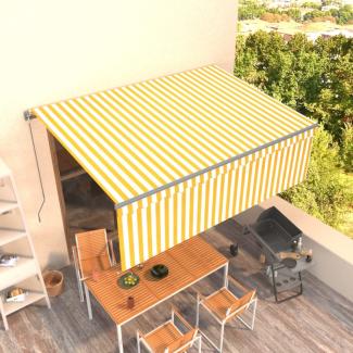 vidaXL Markise Manuell Einziehbar mit Rollo 4x3 m Gelb & Weiß 3069418