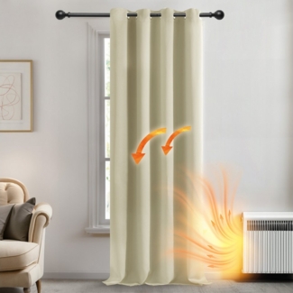 Deconovo Verdunkelungsvorhang Blickdichter Vorhang mit Ösen Gardinen Wohnzimmer 1 Stück, Verdunkelung Lärmschutz Thermogardine Dicke Vorhänge Kälteschutz