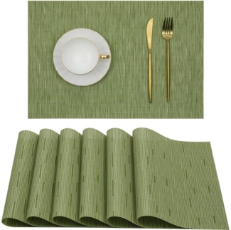 NUODWELL Platzset 6 Stück Tischsets Abwaschbar, Rutschfest Hitzebeständig Platzdeckchen, Vinyl Platzdeckchen für Küche Speisetisch Hotel, Matten 6erSet 30x45cm