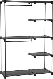 Songmics Kleiderschrank, Kleiderständer, Freistehende Garderobe, faltbar, Kleiderständer mit Kleiderstangen, Garderobenständer,112 x 43 x 165 cm, schwarz RYG24BK