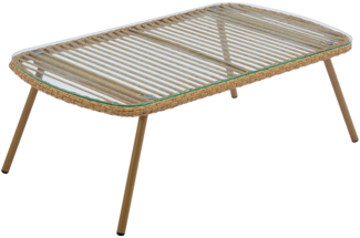 Vente-unique - Gartentisch - Polyrattan - Holzfarben hell - LOUSINI von MYLIA