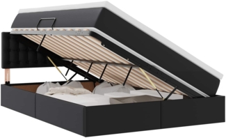 vidaXL Bett mit LED-Lichtleisten mit Kopfteil Schwarz 140 x 190 cm PVC 3371029