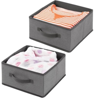 Aufbewahrungsbox Stoffbox Organizer 2er Set mDesign Griff Kunstfaser Dunkelgrau