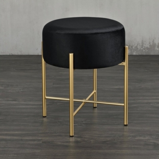 Sitzhocker Kungälv Polsterhocker bis 100 kg Schwarz/Messingfarben [en. casa]