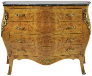 Casa Padrino Barock Kommode Ahornfarben mit grüner Marmorplatte - Ludwig XIV Empire Kommode