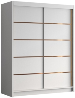 Kleiderschrank mit Goldverzierung Femosa IV mit zwei Schwebetüren (Farbe: Weiß)