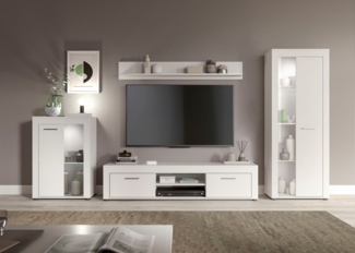 INOSIGN Wohnwand Aosta, 4-tlg, best. aus: Vitrine, Lowboard, Wandboard & Vitrine hoch, (4-St), Wohnwand, Kombination, Anbauwand, Möbel Set, Schrankwand, Möbel Kombi