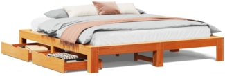 vidaXL Massivholzbett ohne Matratze Wachsbraun 200x200 Kiefernholz 3308989