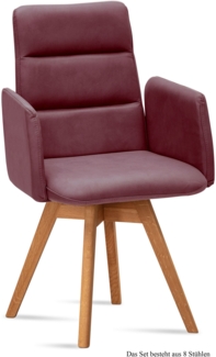 Armlehnstuhl drehbar (8er-Set) Dorit 52 x 92 x 60 Eiche geölt/Marsala