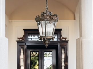 Außenleuchte, Kettenlaterne, ALU-Guss Glas, D 40 cm