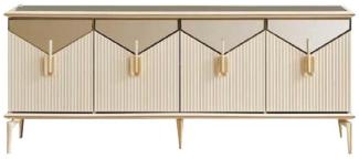 JVmoebel Sideboard Luxus Sideboard Anrichte Schrank Kommode Holzschrank Holz Beige Gold (1 St, Sideboard), Made in Europa