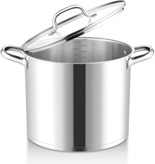 Joyfair Kochtopf 11,4L Edelstahl Glasdeckel 3 Lagen Boden Induktion