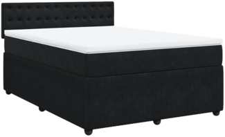 vidaXL Boxspringbett mit Matratze Schwarz 140x190 cm Samt 3287748