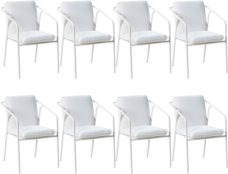 Set mit 8 Stühlen und Sitzkissen ASCIANO Metall Weiß